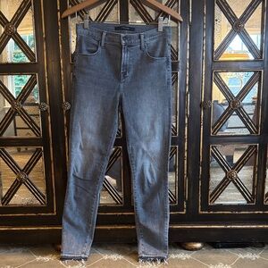 J Brand Alana High Rise Crop Frayed Skinny Jeans